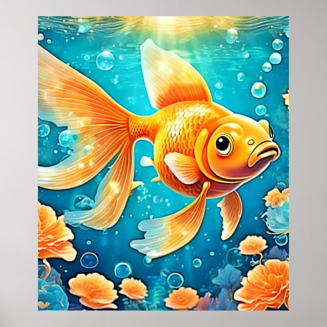 Underwater Goldfish Art Poster (Framsidan)