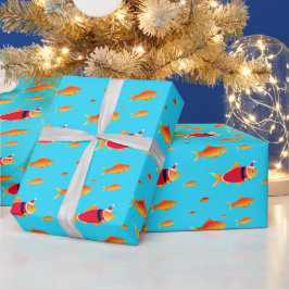 Underwater Goldfish Santa Wrapping Papper Presentpapper
