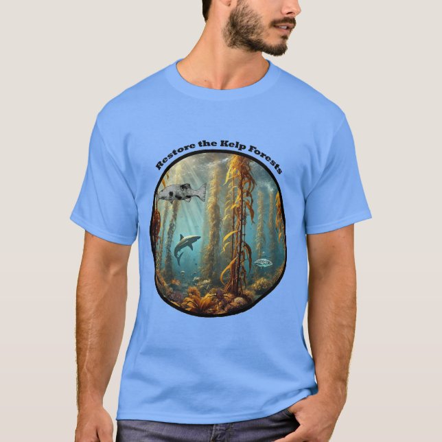 Underwater Kelp Forest with Fish and Lobster URM T Shirt (Framsida)
