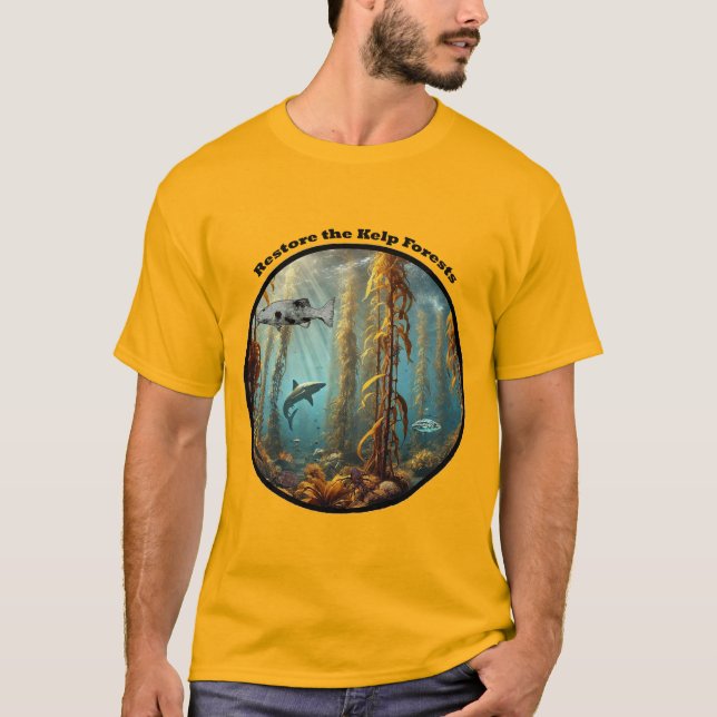 Underwater Kelp Forest with Fish and Lobster URM T Shirt (Framsida)