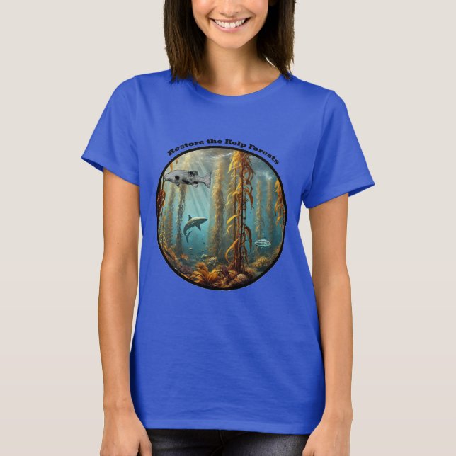 Underwater Kelp Forest with Fish and Lobster URM T Shirt (Framsida)