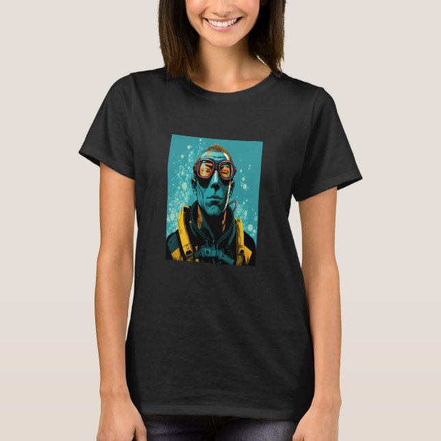 Underwater Photographer Pop Style Scuba Diver Dad  T Shirt (Framsida)