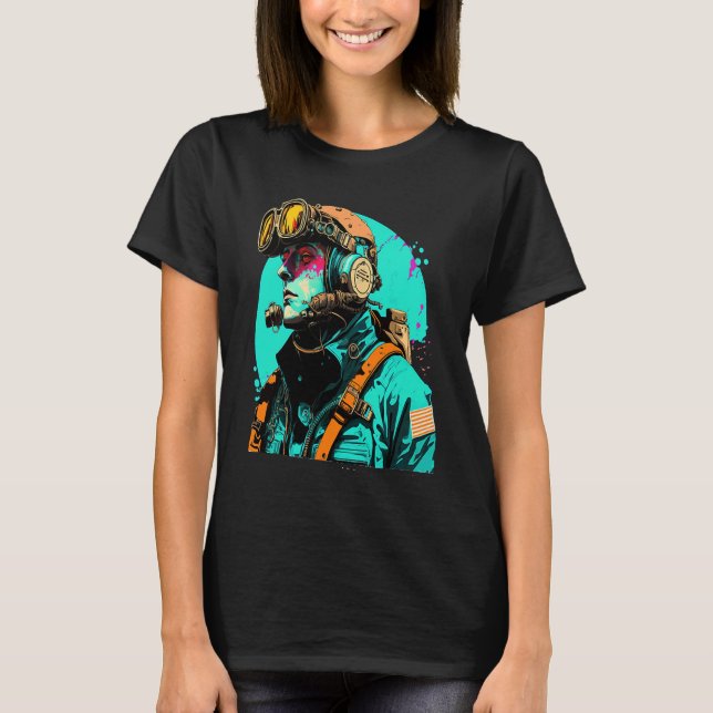 Underwater Photographer Pop Style Scuba Diver Dad  T Shirt (Framsida)