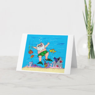 Underwater Santa Helgkort