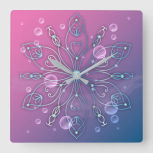 Underwater Shiny Elegant Luxurious Royal Mandala Fyrkantig Klocka