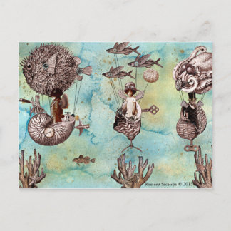 Underwater Steampunk Flotilla Vykort