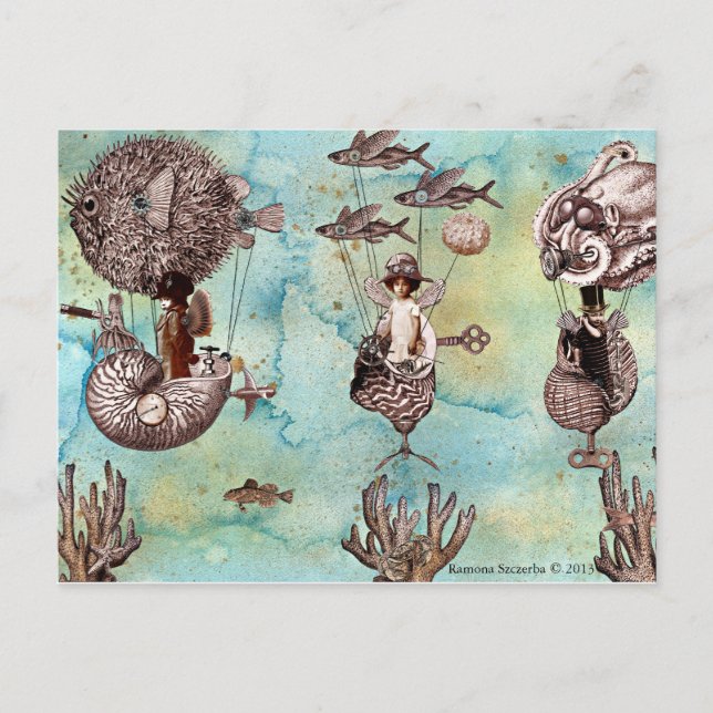 Underwater Steampunk Flotilla Vykort (Framsida)