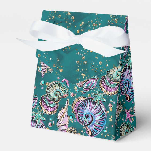Underwater Teal Luxe | Grönt Pastel Guld Seashells Presentaskar (Framsidan Sidan)