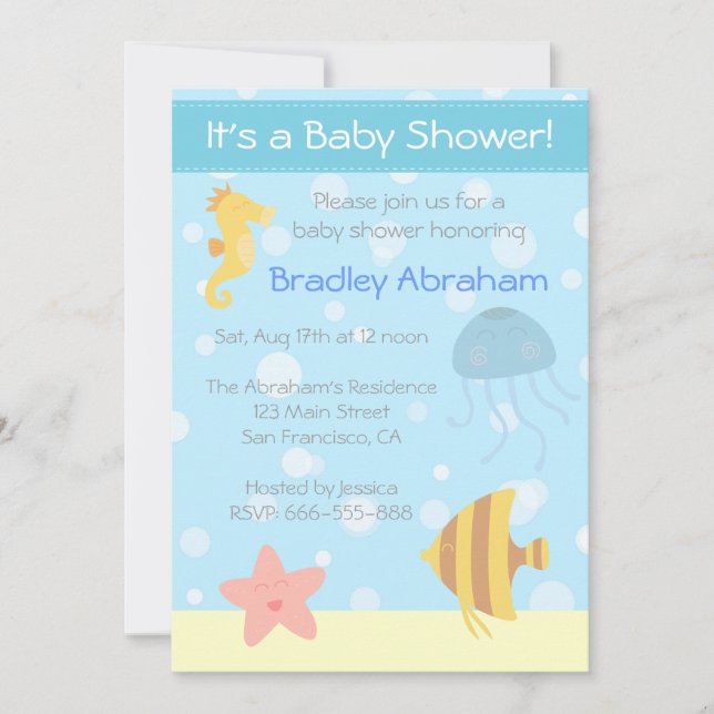 Underwater tema Baby Shower Inbjudan (Framsida)
