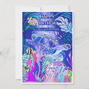 Underwater Turtle Birthday Inbjudningar