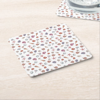 Underwater Watercolor Composition Series Design 4 Underlägg Papper Kvadrat