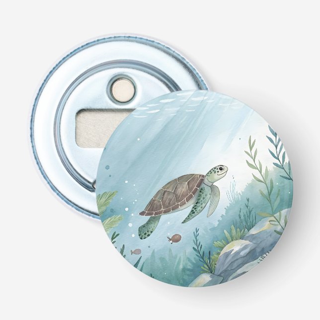 Underwater world with turtle flasköppnare (Framsidan)