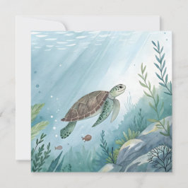 Underwater world with turtle inbjudningar