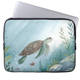 Underwater world with turtle laptop fodral