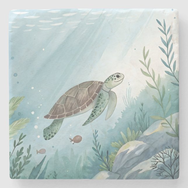Underwater world with turtle stenunderlägg (Framsidan)