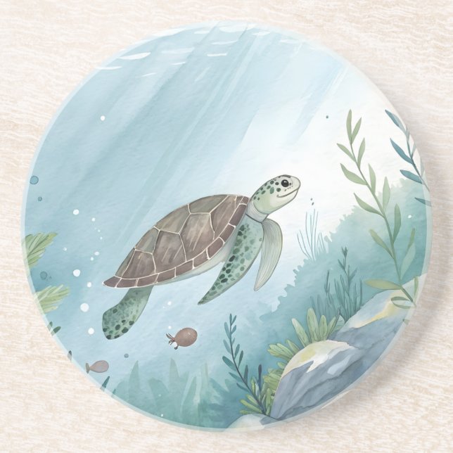 Underwater world with turtle underlägg (Framsidan)