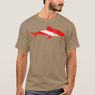 Underwatt för Dyka av kvinnohaj, nedtonad Flagga T Shirt