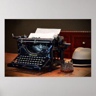 Underwood skrivmaskin och whisky poster
