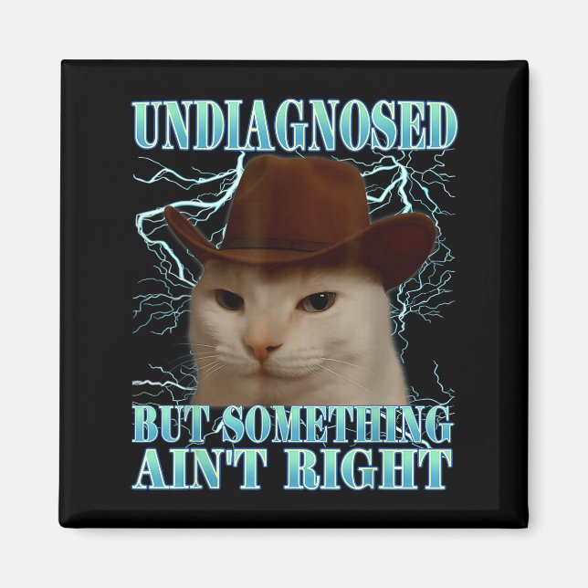 Undiagnosed But Soing Ain't Right Funny Silly Cat  Magnet (Framsidan)