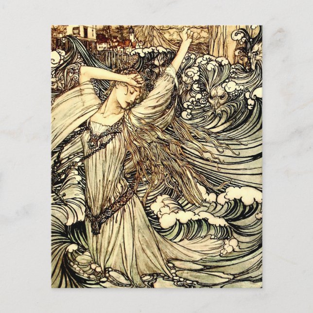 “Undine i vågorna” av Arthur Rackham (Framsida)