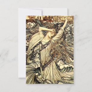 “Undine i vågorna” av Arthur Rackham Tack Kort