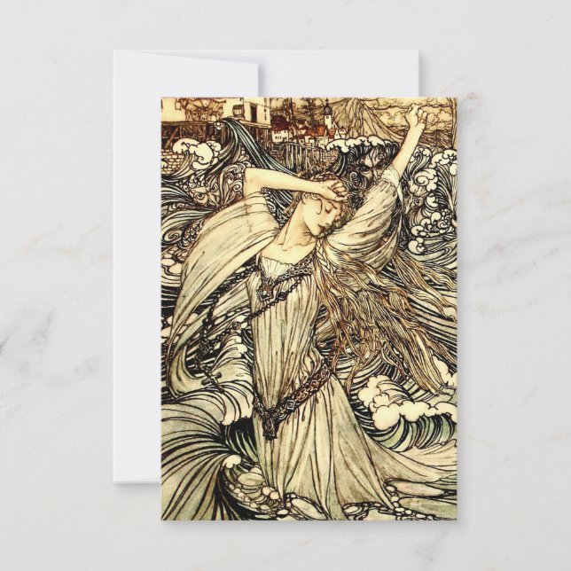 "Undine in Vågar" av Arthur Rackham OSA Kort (Framsida)