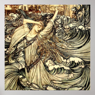 "Undine in Vågar" av Arthur Rackham Poster