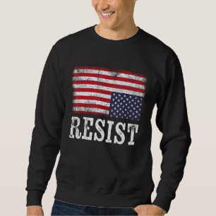 Undre amerikanska Flagga Resister Distress United  Lång Ärmad Tröja