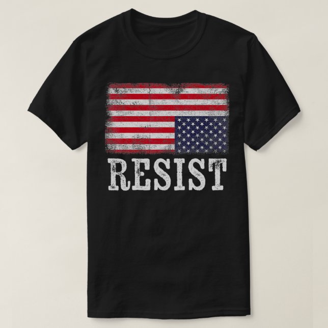 Undre amerikanska Flagga Resister Distress United  T Shirt (Design framsida)