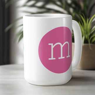 Undre Fodral-monogram med cirkel - Rosa och skalfö Kaffemugg
