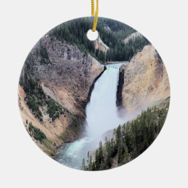 Undre gulstensfyllningar vid Yellowstone National  Julgransprydnad Keramik (Framsidan)