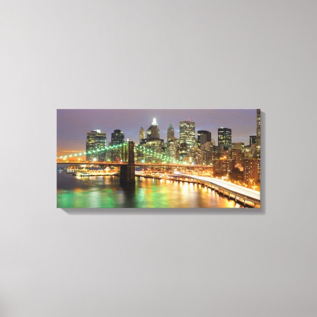 Undre Manhattan och Brooklyn Bridge Canvastryck (Framsida)
