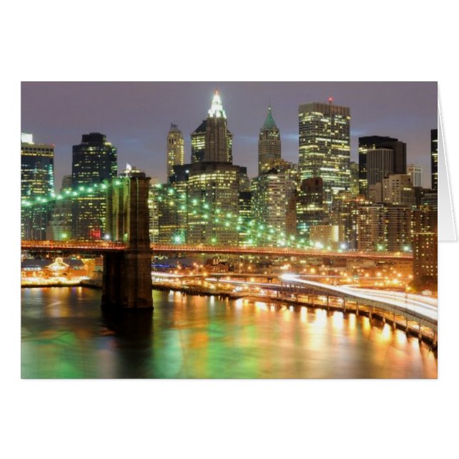 Undre Manhattan och Brooklyn Bridge Hälsningskort (Framsidan Horizontal)