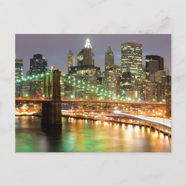 Undre Manhattan och Brooklyn Bridge Vykort (Framsida)