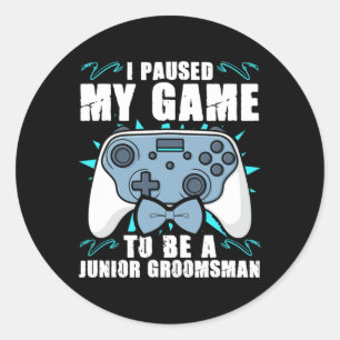 Undre Marskalkar för Groomsman Video Gamer Pausade Runt Klistermärke