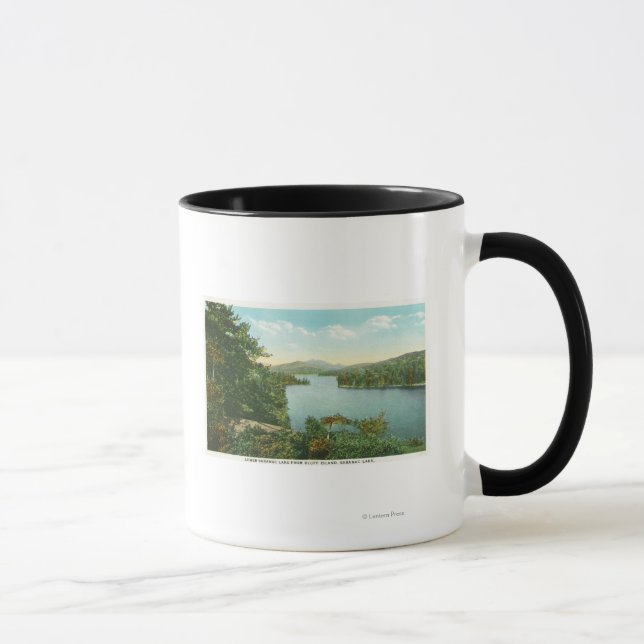Undre Saranac Sjö från Bluff Island Mugg (Höger)