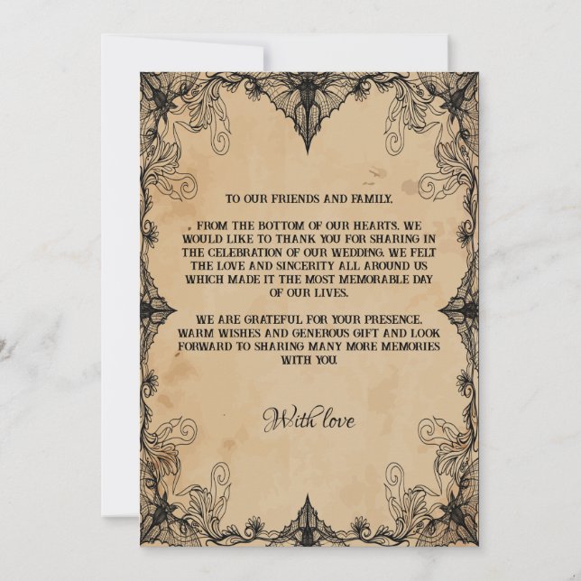 Undre vintage för enkel skript tack kort (Baksida)