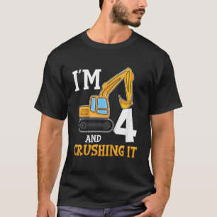 Unds 4 år 4e födelsedagen Digger Boy Construction T Shirt