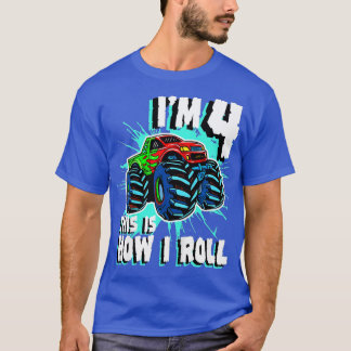 Unds 4-åriga Lastbil Monster Födelsedagsfest 4 T Shirt