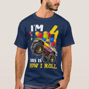 Unds 4-åriga Shirt 4e födelsedagen Boy Monster Tru T