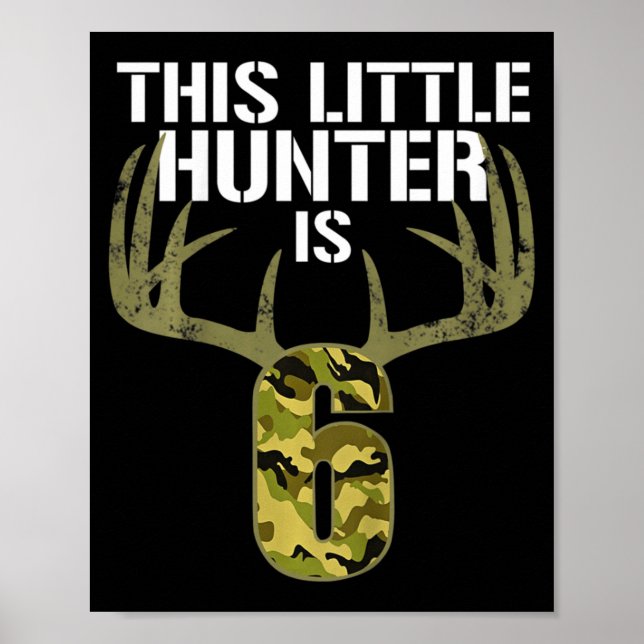 Unds 6e Birthday Hunting Boys Roligt Hjort Hunter  Poster (Framsidan)