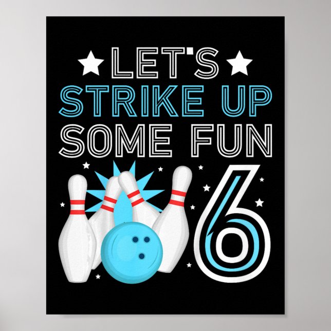 Unds 6e Födelsedagsfest Bowling Boy 6-åring Poster (Framsidan)