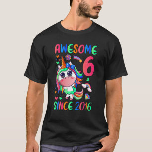 Unds 6e Födelsedagsfest Unicorn Girl 6 Yold B T Shirt