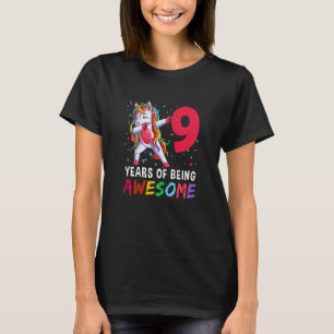 Unds 9-åriga flickor Tonåring dabbing Unicorn 9 B T Shirt