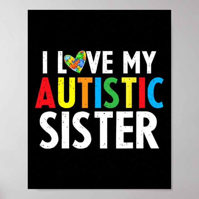 Unds Autism Awareness I Kärlek My Sister Puzzle Pi Poster (Framsidan)