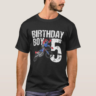 Unds barn 5 år gammal Dirt Bike Födelsedagsfest Mo T Shirt
