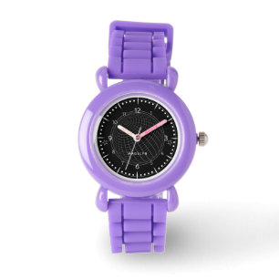 Unds Black & White Glob Girl Namn Lila Strap Armbandsur
