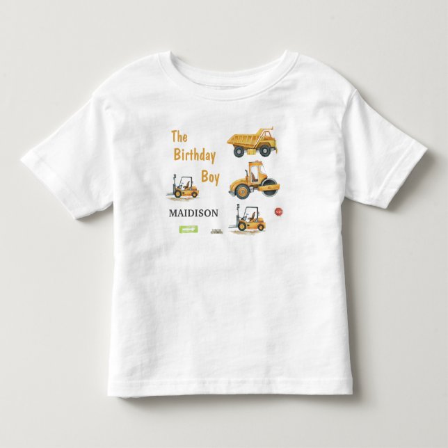 Unds Construction Birthday Boy Småbarn T Shirt (Framsida)