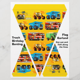 Unds Construction Lastbil Party Dekoration Bunting
