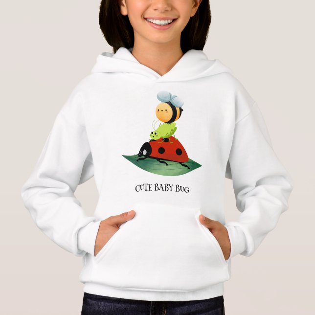 Unds Cute Red ladybug Bee kryp insekt på grönt löv T Shirt (Framsida)